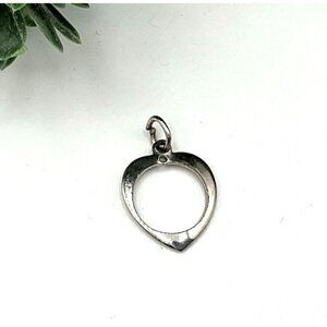 Vintage Sterling Silver Open Heart Pendant Charm 925 For Necklaces Or Bracelets